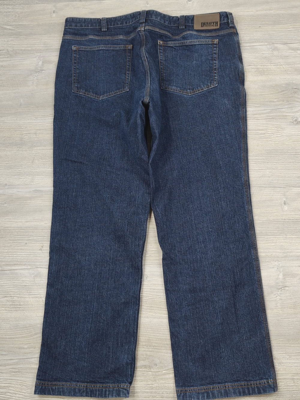 Duluth Trading Co Flex Ballroom Jeans Mens 42x32 Blue Denim Straight Work Pants